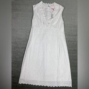 Lilly Pulitzer White Adeline Eyelet Mini Resort Ruffle Shift Dress